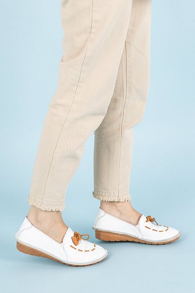 Getcho Toledo Women's Genuine Leather White Casual Shoes