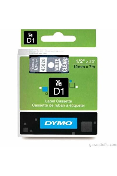 Dymo D1 Şeffaf/beyaz Yedek Şerit 12mm X 7mt (45020)