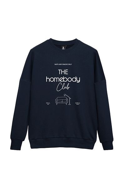 Coredra Мъжки суитшърт Homebody Oversize - тъмносин