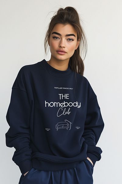 Coredra Homebody Oversize Sweatshirt Women - Navy Blue