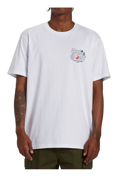 BİLLABONG Billabong White Ανδρικό μπλουζάκι με λαιμόκοψη με κανονική εφαρμογή ABYZT02273_WORDED TEES