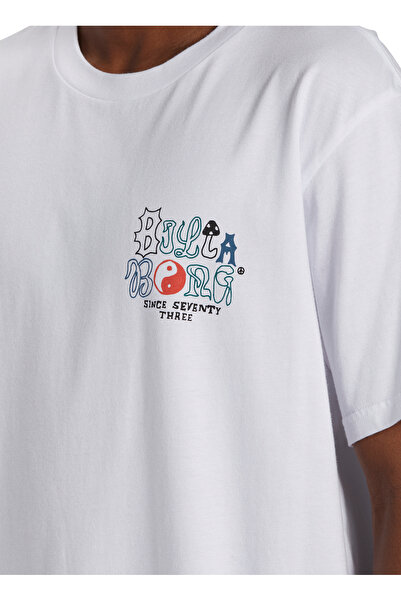 BİLLABONG Billabong White Ανδρικό μπλουζάκι με λαιμόκοψη με κανονική εφαρμογή ABYZT02273_WORDED TEES