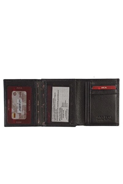 Aka Deri AKA LEATHER 525 100% GENUINE LEATHER MEN'S WALLET FLOTUR - BLACK