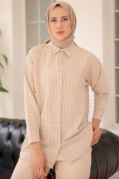 benguen 712 Striped Shirt Mink