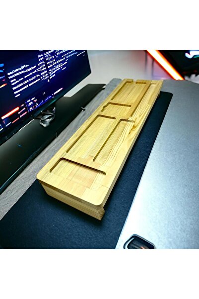 Butik CEren Wooden Ahşap Masif Monitör Altı Önü Organizer Monitör Bilgisayar ...