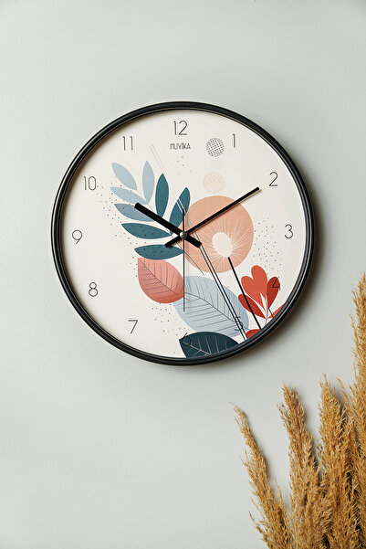 Muyika Design Muyika İniziare Yapraklar Gerçek Cam 30 cm Sessiz Mekanizma Duv...