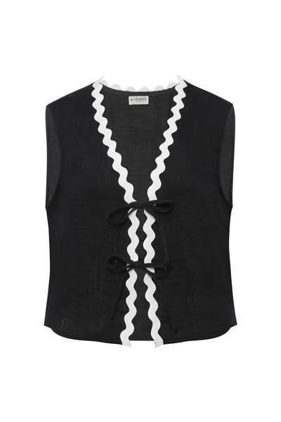 Le Monade Dreams Su Taşı Detaylı Siyah Yelek