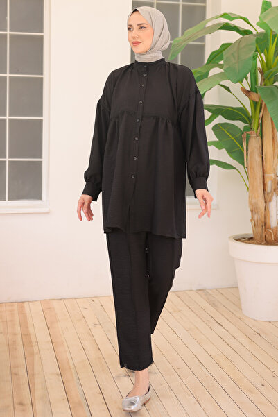 benguen 3350 Front Buttoned Double Set Black