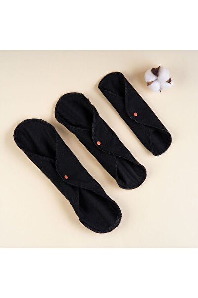 JeniPad W.Beside Pamuk Yıkanabilir Sızdırmaz Siyah Kadın Pedi Mıx 3 Adet ( Gü...