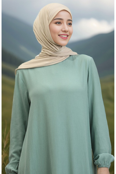 new ats Bürümcük Kumaş Eteği Büzgülü Elbise