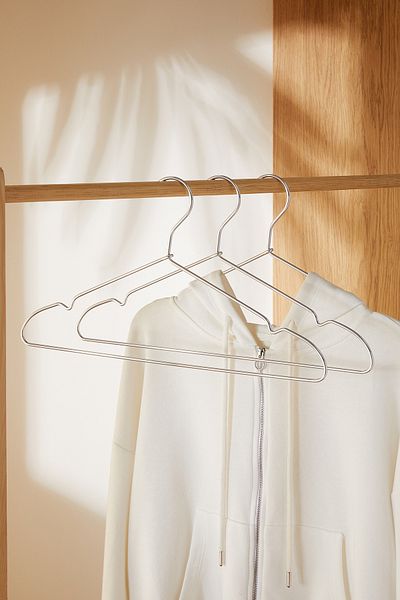 Ocean Home Textile 3 buc. Umeraș pentru haine din metal argintiu, cuier pentru haine