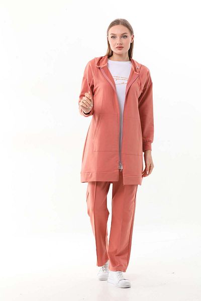 WestBound Salmon Colored Embossed Printed Women's Sports Set - Triple Combination