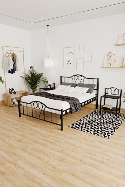 ARGİMO Orkide Çift Kişilik Ferforje Metal Karyola Siyah