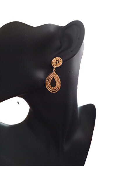 Sallantılı Çelik Küpe Gold TRC010