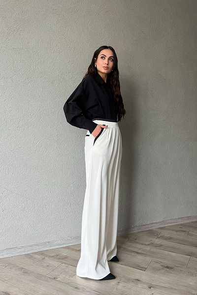 Seda Yalçın Atelier Ecru Front Pleated Stripe Detailed Trousers
