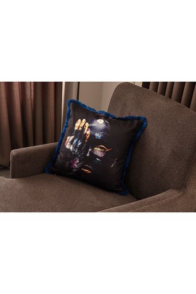BUGİ HOME COLLECTİON Pernă Zenchi cu franjuri 43x43 - Pernă cu două fețe