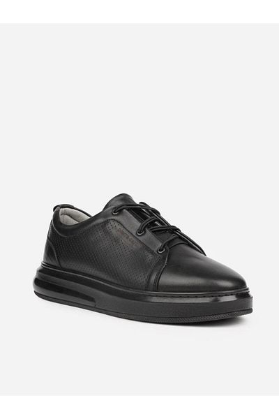 Pierre Cardin Μαύρα ανδρικά παπούτσια casual από γνήσιο δέρμα 9701 Model