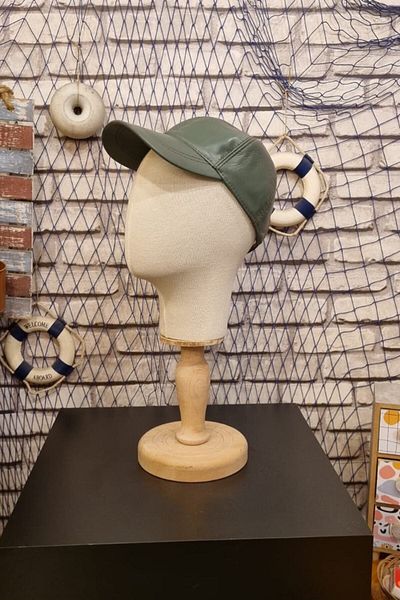 Manken İstanbul Men's Fabric Covered with Wooden Stand Polyester Head Mannequin Accessory Manikin Hat Mannequin Wig Mannequin