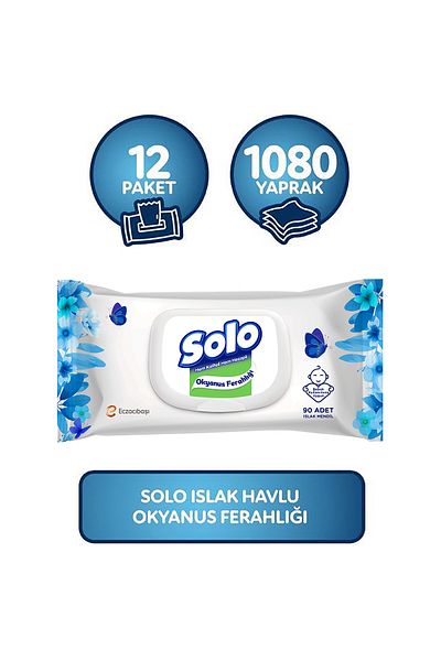 Solo Wet Towels Ocean Freshness Set of 12 1080 Sheets