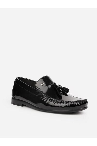 Pierre Cardin 25101 Genuine Leather Black Patent Leather Men's Casual Shoes