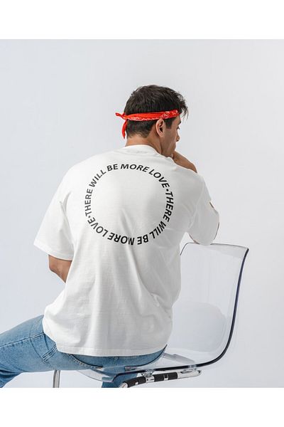 Coredra More Love Oversize T-Shirt Ανδρικό - Εκρού