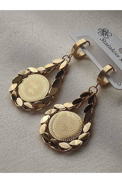 ZÜLİSCH STEEL EARRINGS TURA MODEL GOLD COLOR STAINLESS
