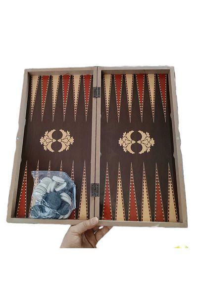 LRS STORE Large Size Backgammon Set Natural Wooden Backgammon Checkers Game Set 48cm2