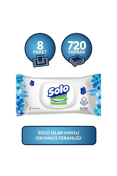 Solo Islak Havlu Okyanus Ferahlığı 8'li Set 720 Yaprak