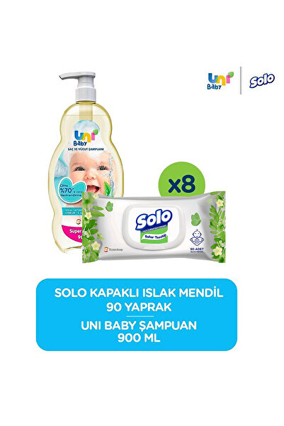 Solo Islak Mendil 8*90 & Uni Baby Şampuan 900 ml