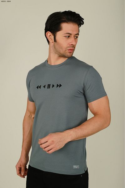 Brango Front Printed Indigo T-Shirt