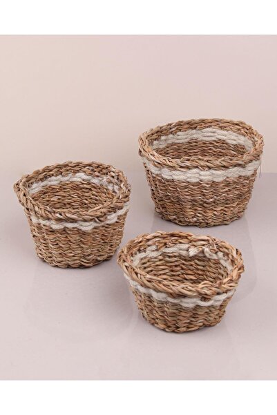 ALBETTO Hasır Sepet 3lü Lüx Organizer, Saksı Sepeti