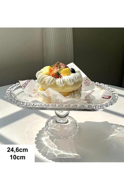 ALBETTO Lüks Cam Ayaklı Servis Sunumluk Oval