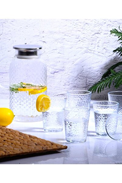 ALBETTO 7 Parça Cam Su Takımı 1800ml Sürahi & 6 Adet Bardak
