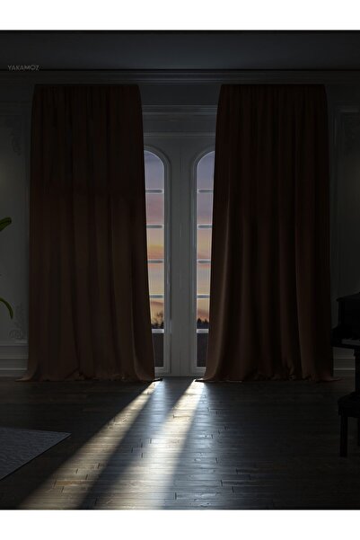 Yakamoz YÜKSEK KALİTE KOYU KAHVERENGİ KARARTMA BLACKOUT FON PERDE EKSTRAFOR B...