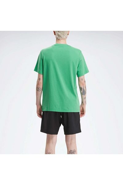 Reebok Tricou verde cu gât rotund pentru bărbați Identity Big Logo