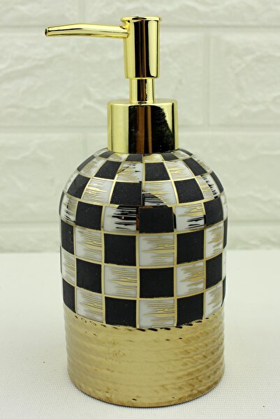 ALBETTO Porselen Sıvı Sabunluk 400ml Dama Desen Yaldızlı 972