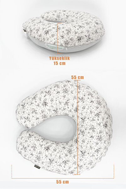 mordesign Double Sided Gray Cotton Breastfeeding Pillow - Pregnant and Baby Support Cushion, Crispy Series