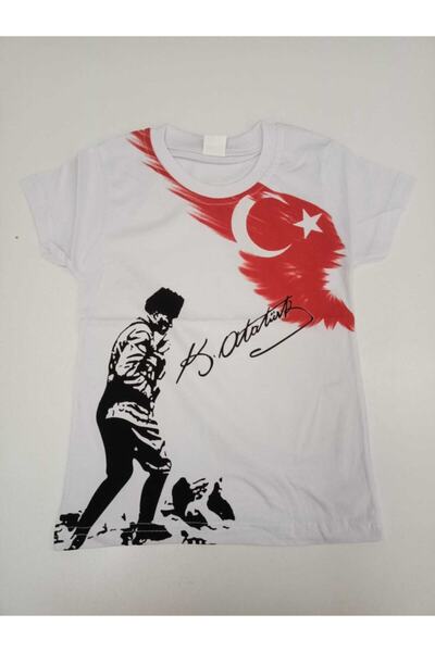 PARMAK ÇOÇUK Ataturk Printed White Kocatepe T-Shirt Παιδικό Ποιοτικό Ύφασμα