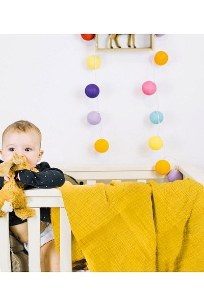 tinylamb Cuddle 100% Organic Cotton Baby Muslin Cover Mustard Color 100x150 Cm