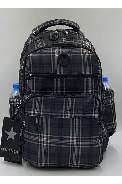 Bevitton Water Repellent Fabric School Bag Unisex School Backpack A3113 Plaid