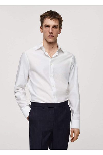 MANGO Man Cămașă slim-fit din țesătură twill 100% bumbac