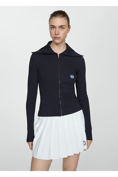 MANGO Woman Cardigan with Logo Zipper