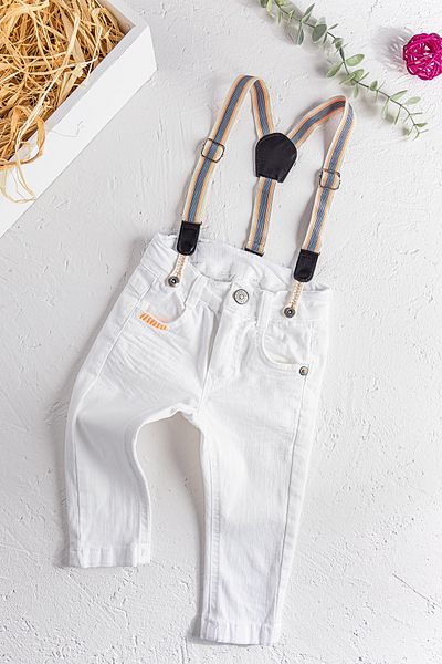 Babymod White Baby Boy Jeans with Straps