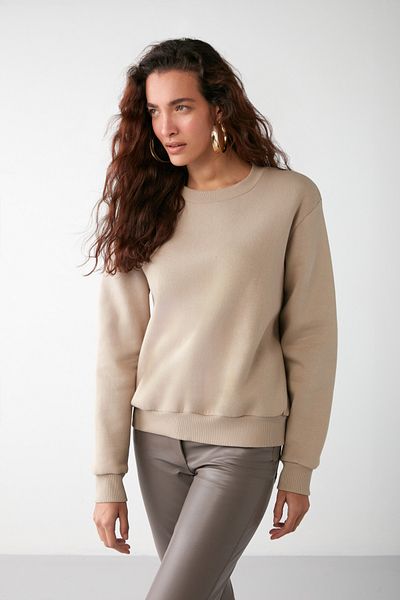 GRIMELANGE Γυναικεία φούτερ Susana Crew Neck Fleece Inside Oversize Fit Basic φούτερ βιζόν