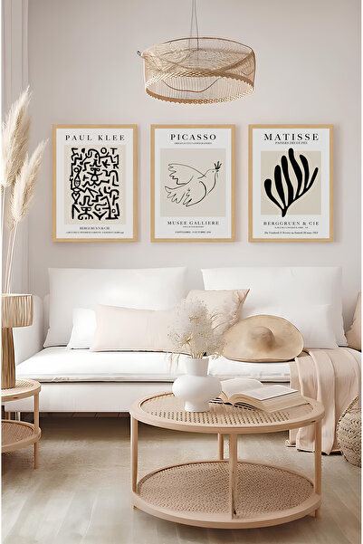 kutuTR Dekorize Mdf 3 Parça 3 Mm Çerçeve Görünümlü Bohem Tablo 3008