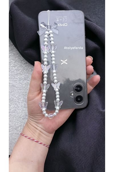 Atolye Ferda Phone Charm - Transparent Butterfly and Ribbon Figure