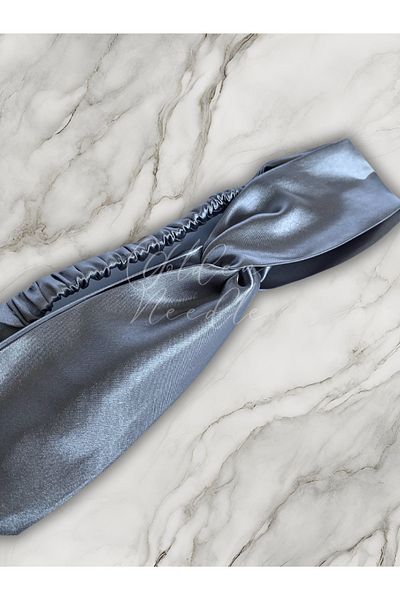Golden Needle Gray Satin Hair Bandana