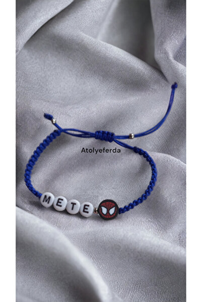 Atolye Ferda Örümcek Adam Figürlü İsimli  Makrome Bileklik