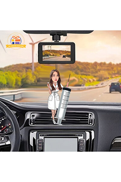 3D Hediye Dünyası Hemşire enjeksiyon iğneli karikatürü Araba Dikiz ayna süsü
