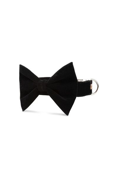 Lusi Doog Velvet Black Bow Tie Dog Collar